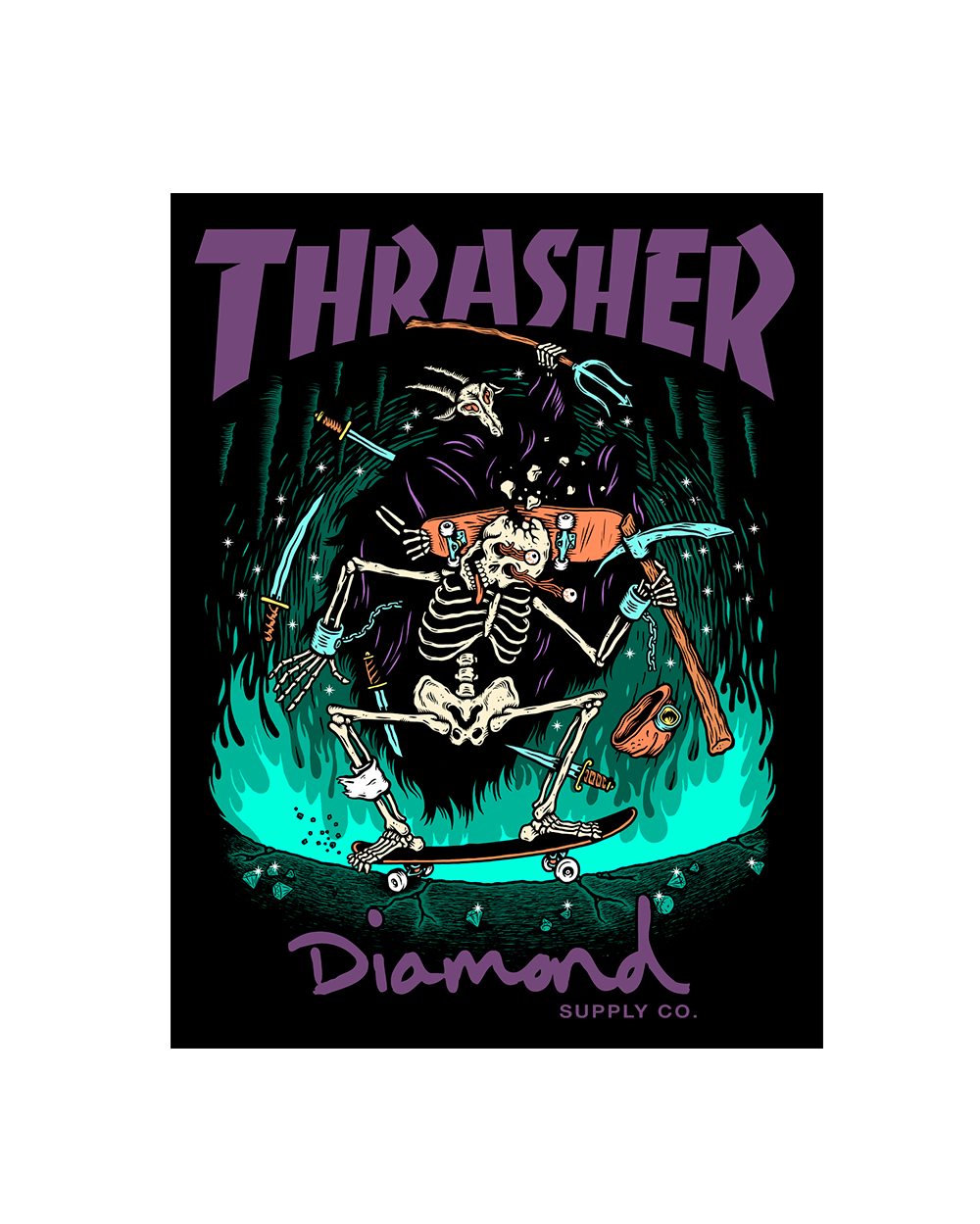 STICKER THRASHER DIAMOND SUPPLY - Ropa and Roll shop online