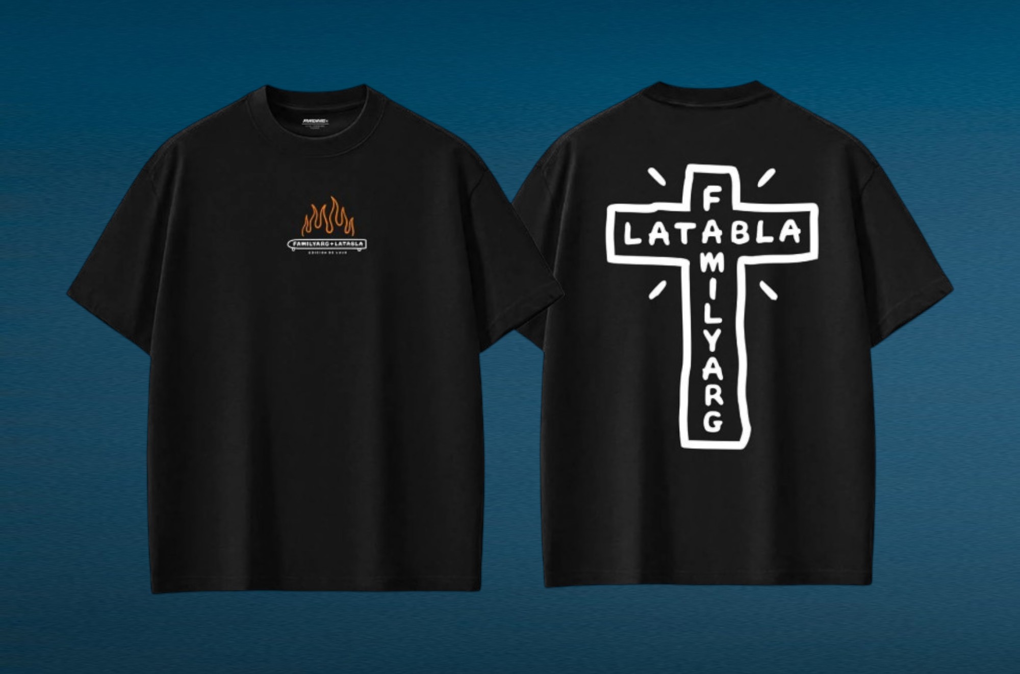 Remera Family Cruz Negro ropa and roll 1-Photoroom